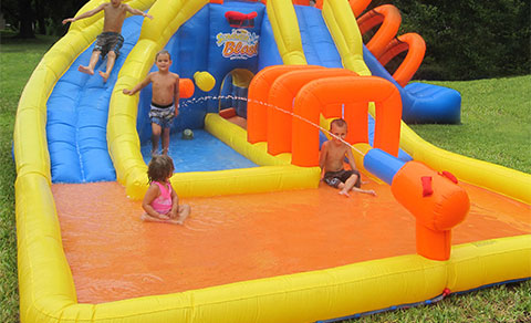 inflatable with water slide for kids