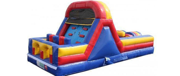 red yellow blue obstacle course - commercial jumpy house