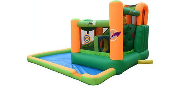 buy green color residential bounce house with water slides