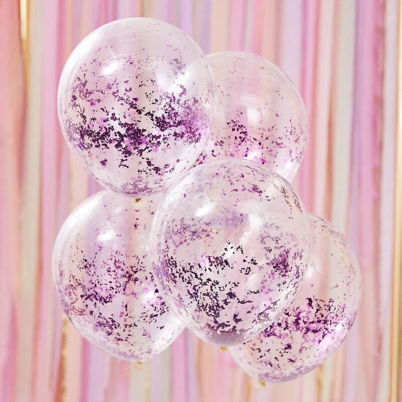 Ballon Confettis Violet de 30 cm x6