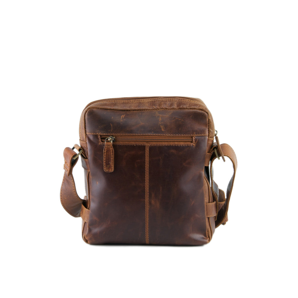 distressed leather crossbody bag