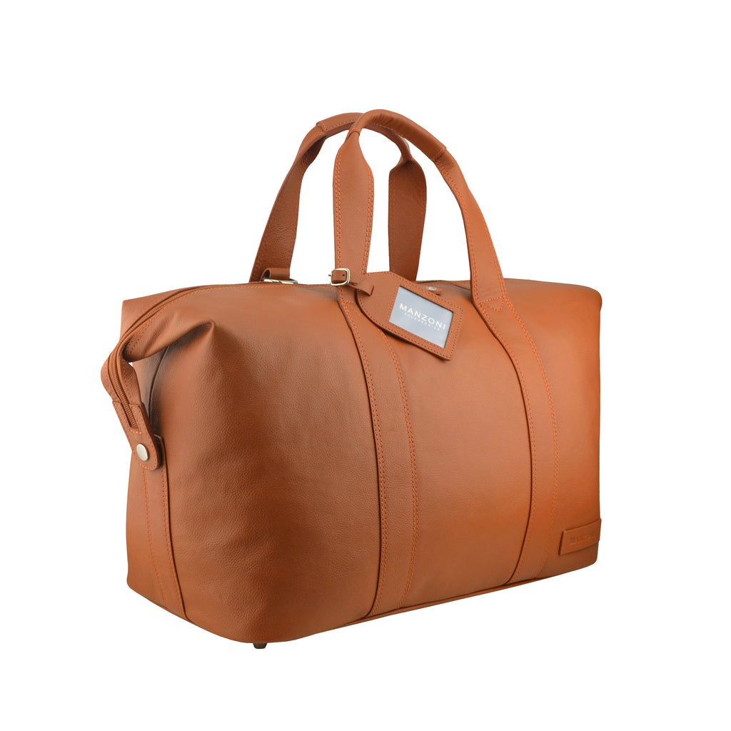 Manzoni Accessories - Tan Leather Overnighter - L4