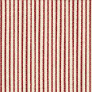 Tab Top Curtains in Berlin Red Traditional Ticking Stripe on Beige