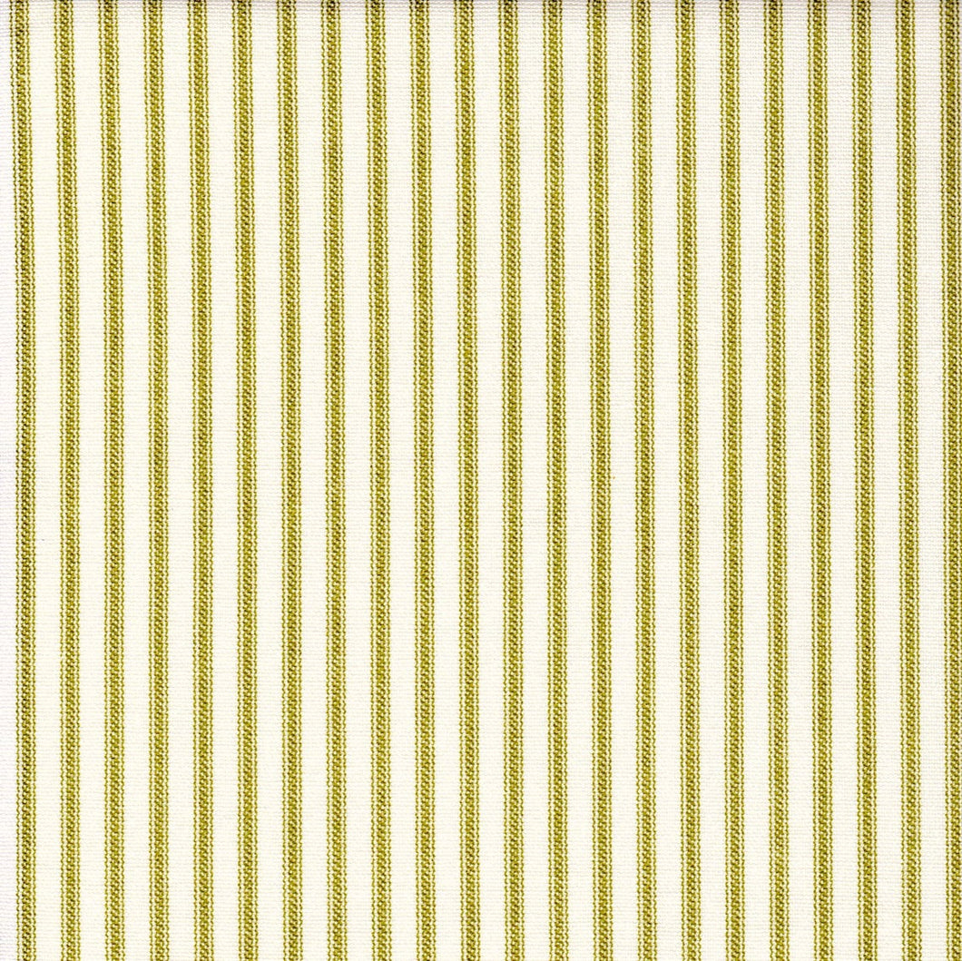 Rod Pocket Curtain Panels Pair in Farmhouse Meadow Green Ticking Stripe on Cream