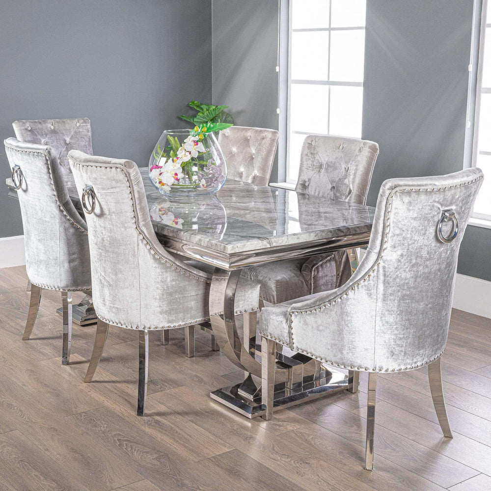 Belvedere Grey Velvet Knockerback Dining Chair