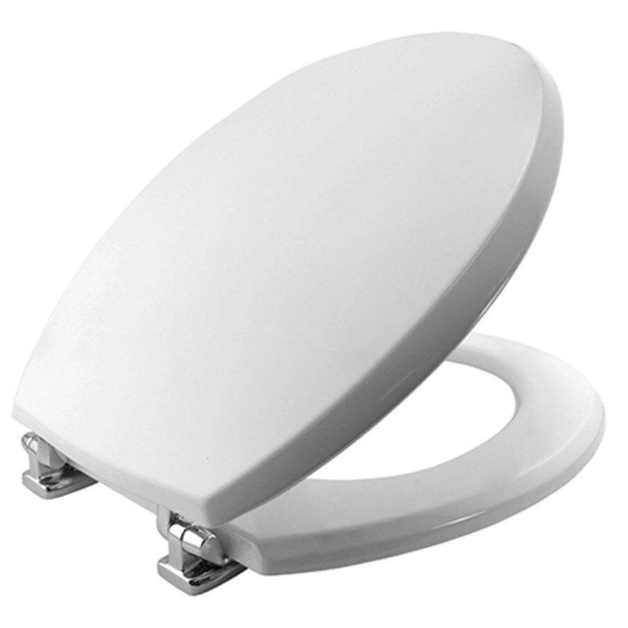 white plastic toilet seat