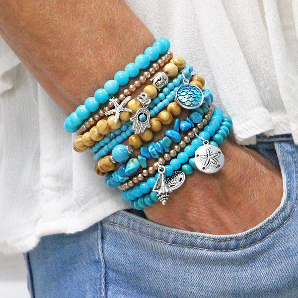 Beaded Stacked Bracelet Beach Bracelets Set Of 10 Bohemian Bracelets 7415