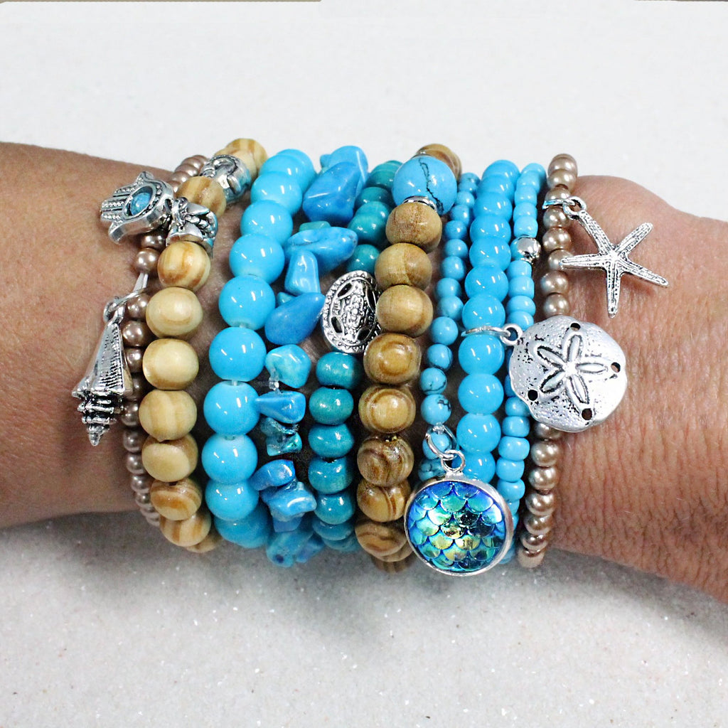 Beaded Stacked Bracelet - Beach Bracelets - Set of 10 – Bohemian Bracelets