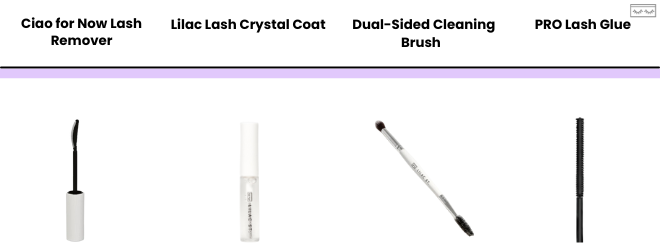 lilac different products brushes