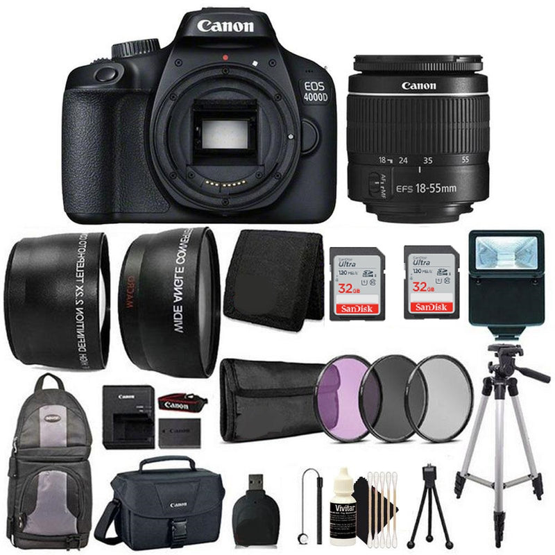 Inademen Aap Sandalen Canon EOS 4000D 18MP Digital SLR Camera + 18-55mm lens + 64gb Memory C –  iHeartCamera