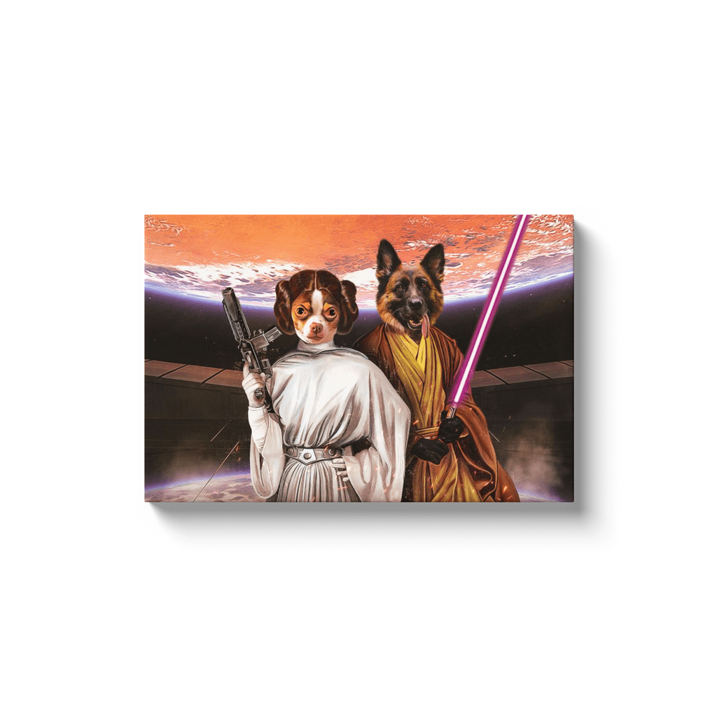 'Princess Leidown & Jedi-Doggo' Personalized 2 Pet Canvas