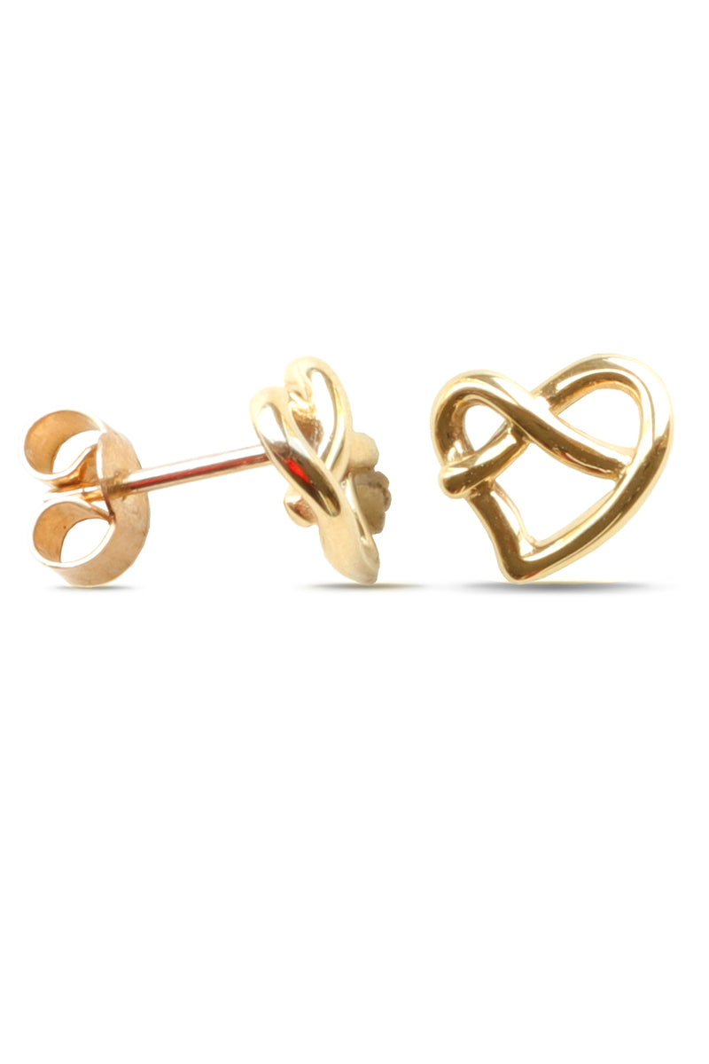 Gold Heart Knot Stud Earrings Ninabreddal