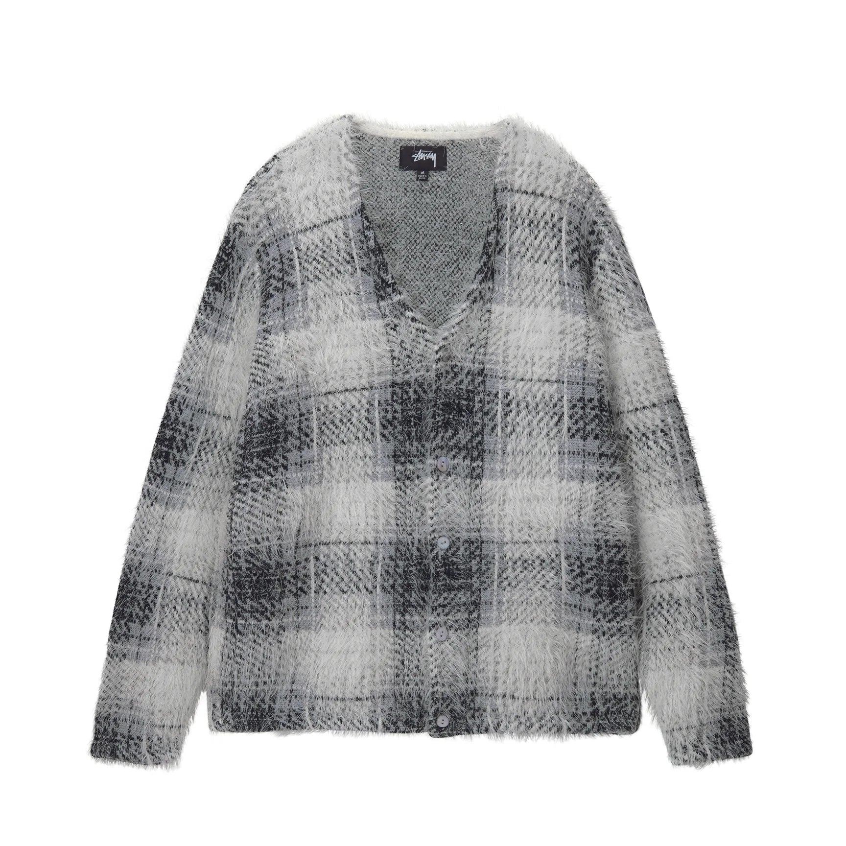 Stussy Hairy Plaid Cardigan - White – ninetimesskateshop