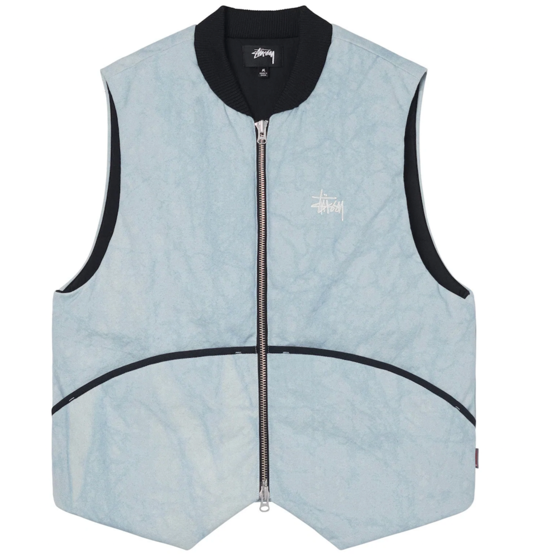 Stussy Washed Canvas Primaloft Vest - Light Blue