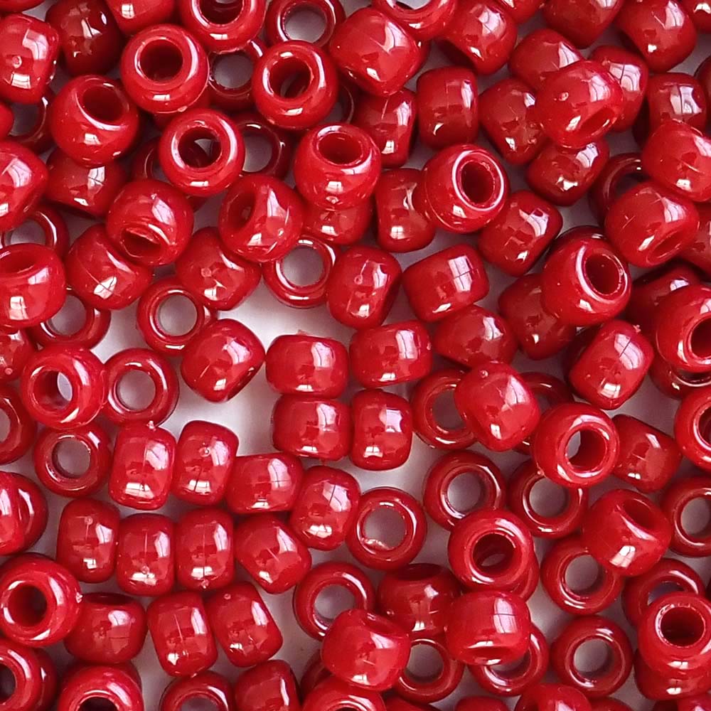 Red Opaque Plastic Craft Pony Beads 6x9mm, Bulk, Made in the USA - Pony  Bead Store