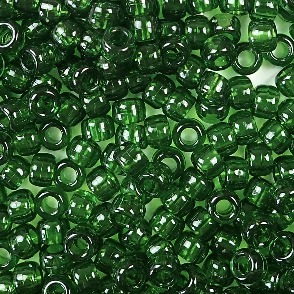 Green Plastic Craft Pony Beads 6x9mm Bulk Pack - Pony Bead Store