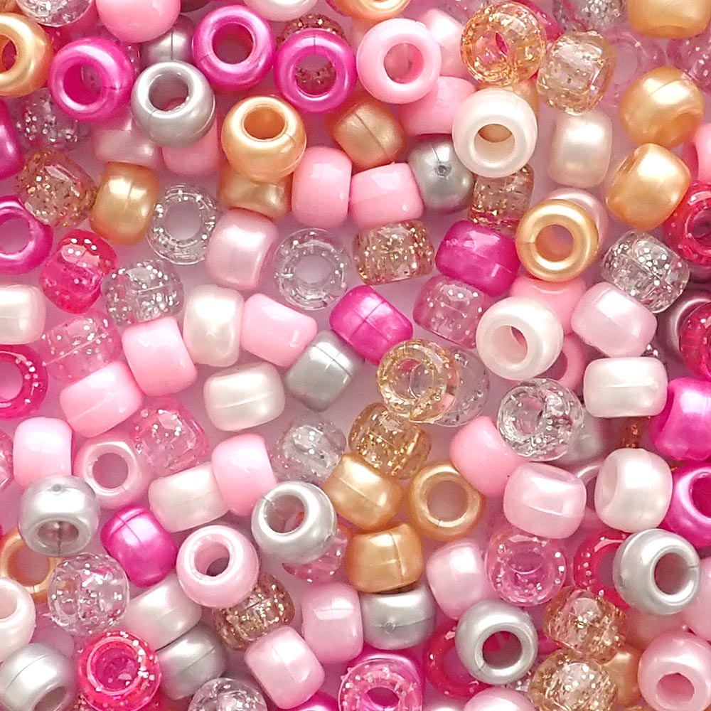 BUBBLEGUM PINK 6mm x 9mm Opaque Acrylic Pony Beads ~ Plastic Bulk Beads for  Kandi, Bracelets, Raves, Crafts, & More