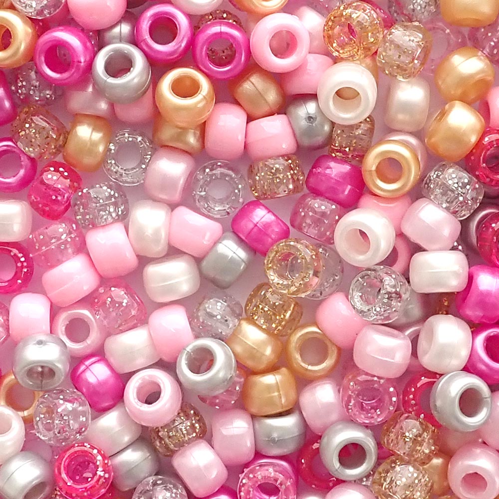 Pony Beads, 9x6mm, Transparent Pink (650 Pieces)