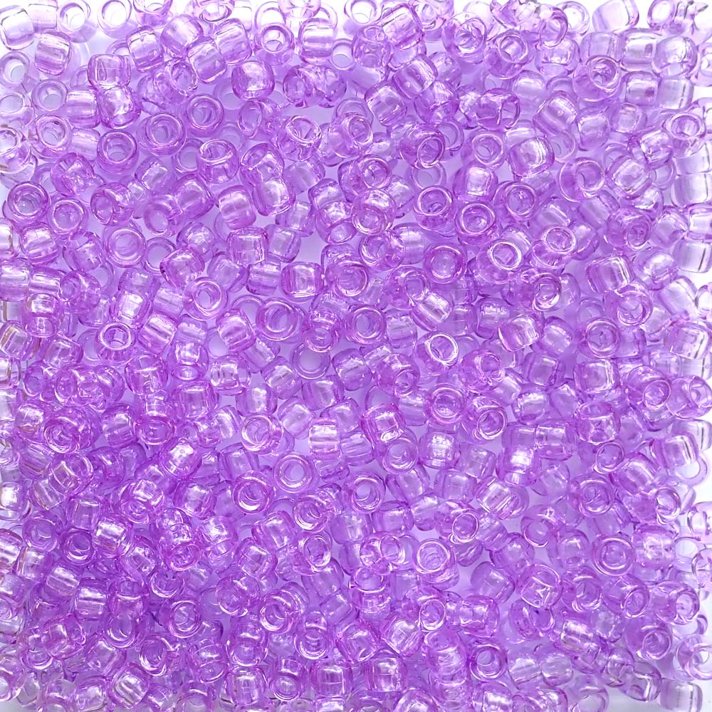 Amethyst Purple Glitter Plastic Pony Beads 6 x 9mm, 500 beads