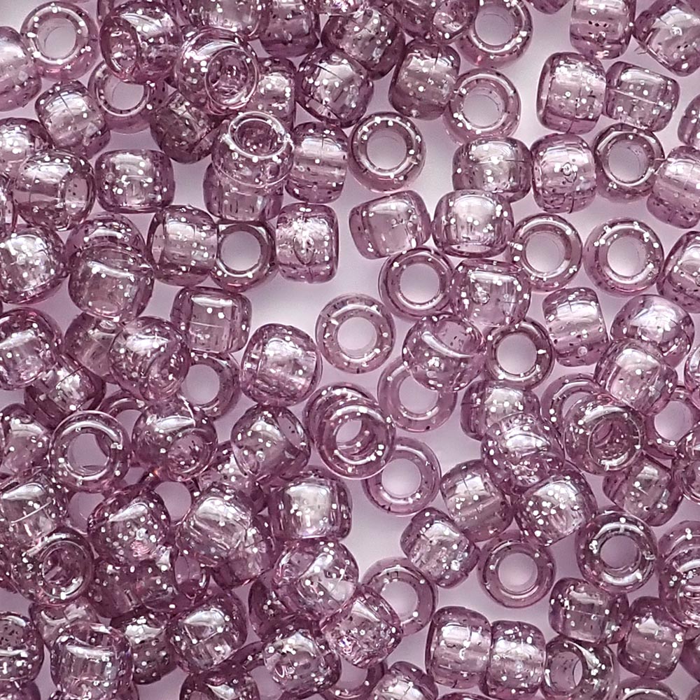 Medium Amethyst Purple Glitter Craft Pony Beads 6x9mm, 500 beads Bulk - Bead  Bee