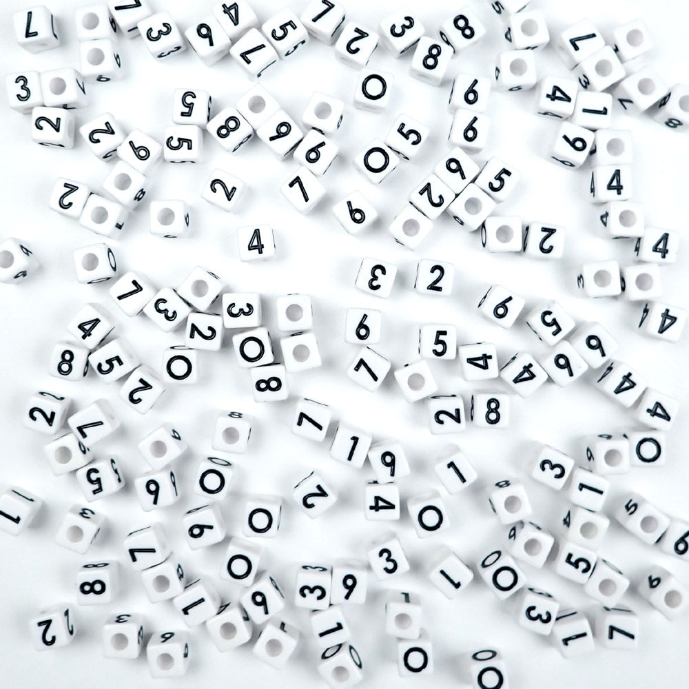 Alphabet Beads, Cube Opaque, 7mm, 25-pc, White, All Letters
