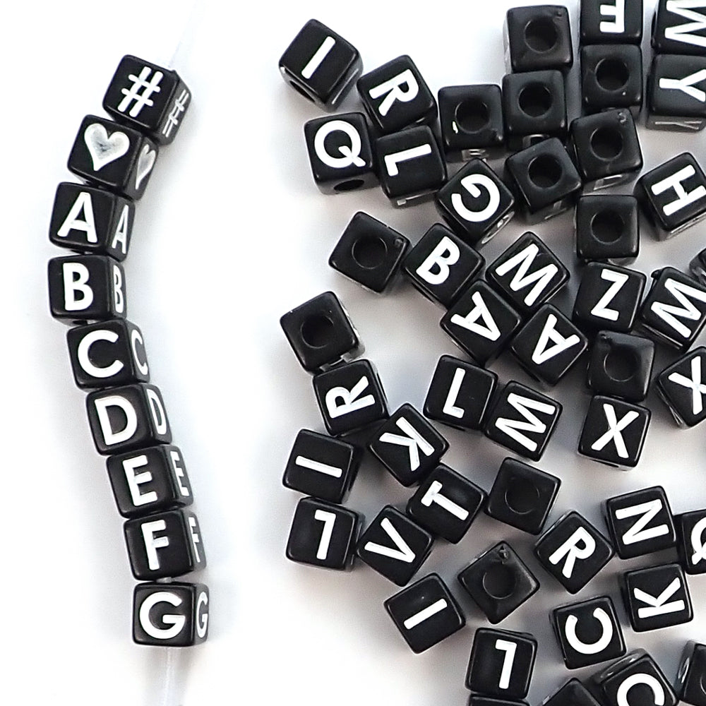 Looconi Amaney 810pcs Black Letter Beads 6x6mm Cube Acrylic Alphabet Beads  and Cristal Line for Jewelry