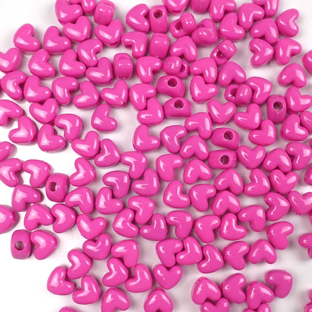 Pearl Pink Heart Shaped Pony Beads #PBHP13
