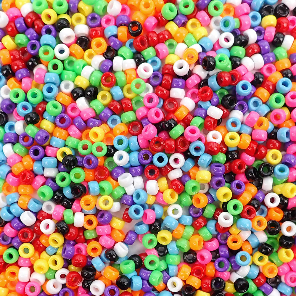 Neon Mix 8mm Round Plastic Craft Beads, 500 beads - Pony Bead Store