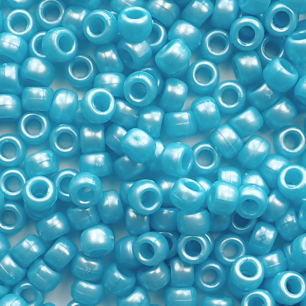 Light Blue Plastic Craft Pony Beads 6x9mm Bulk Pack - Pony Bead Store