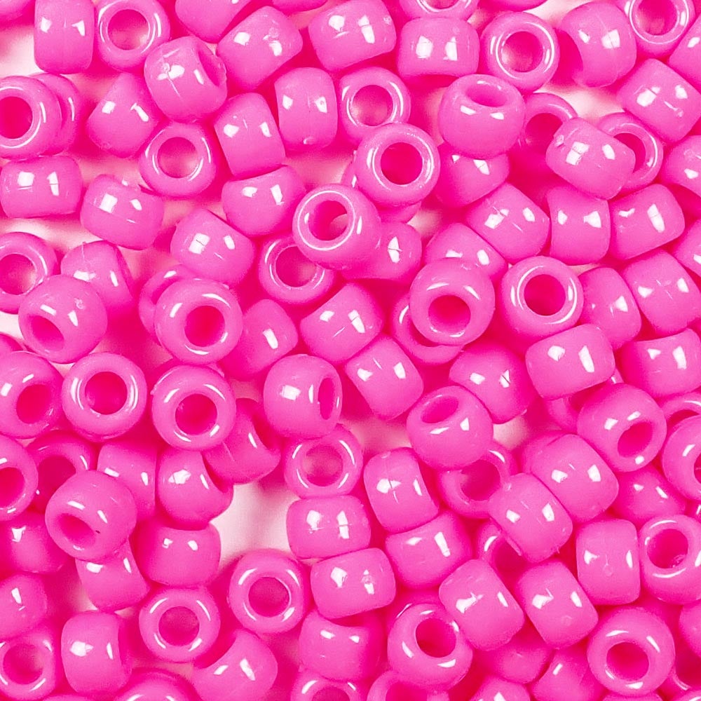 Ice Pink Transparent Plastic Craft Pony Beads 6x9mm Bulk, Made in