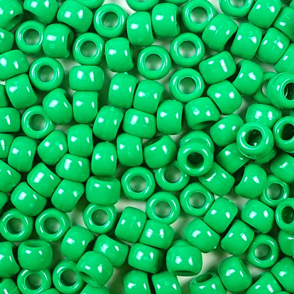 Green Plastic Craft Pony Beads 6x9mm Bulk Pack - Pony Bead Store