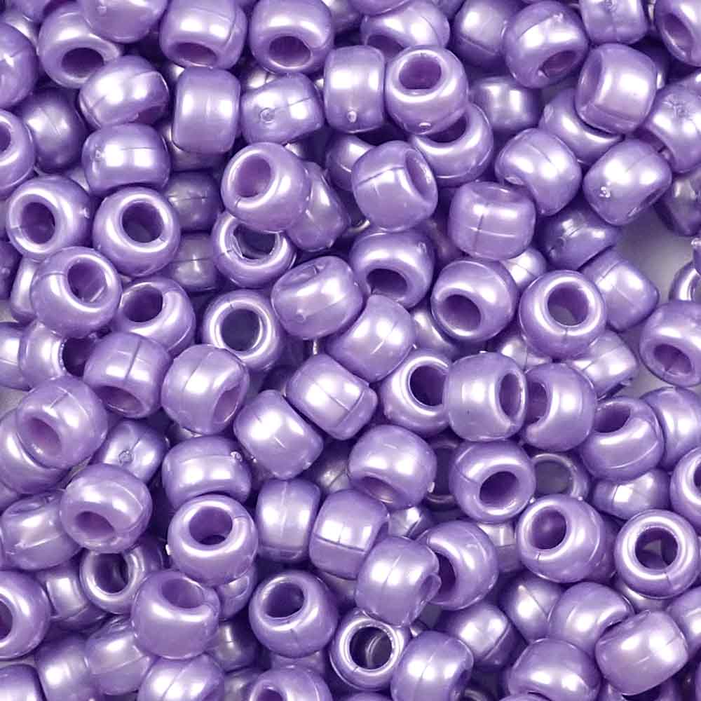 Light Purple Pearl Plastic Pony Beads 6 x 9mm, 150 beads