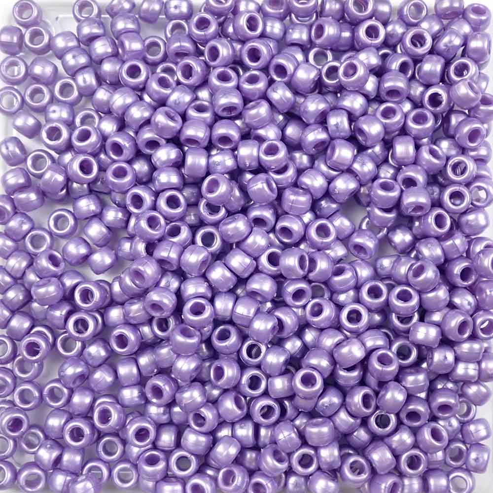 Amethyst Purple Glitter Plastic Pony Beads 6 x 9mm, 150 beads