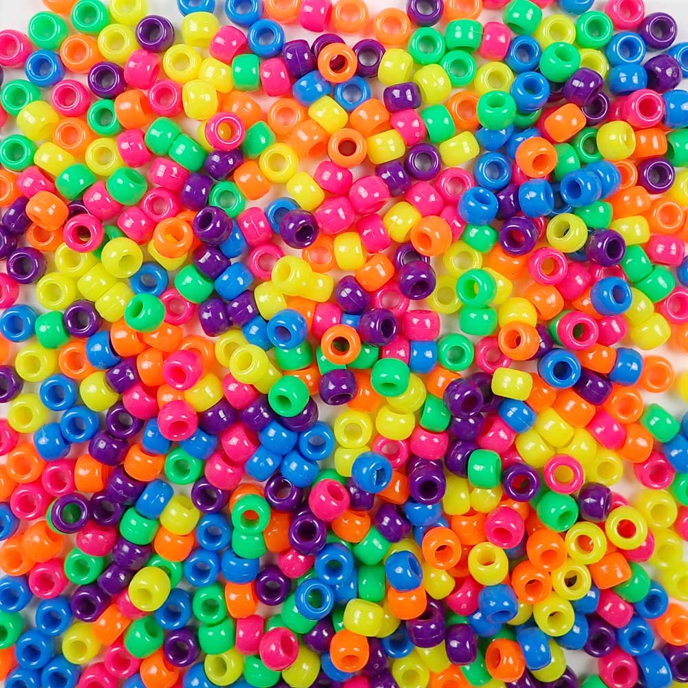 Tropical Opaque Color Kit, Plastic Pony Beads 6 x 9mm, 1000 beads