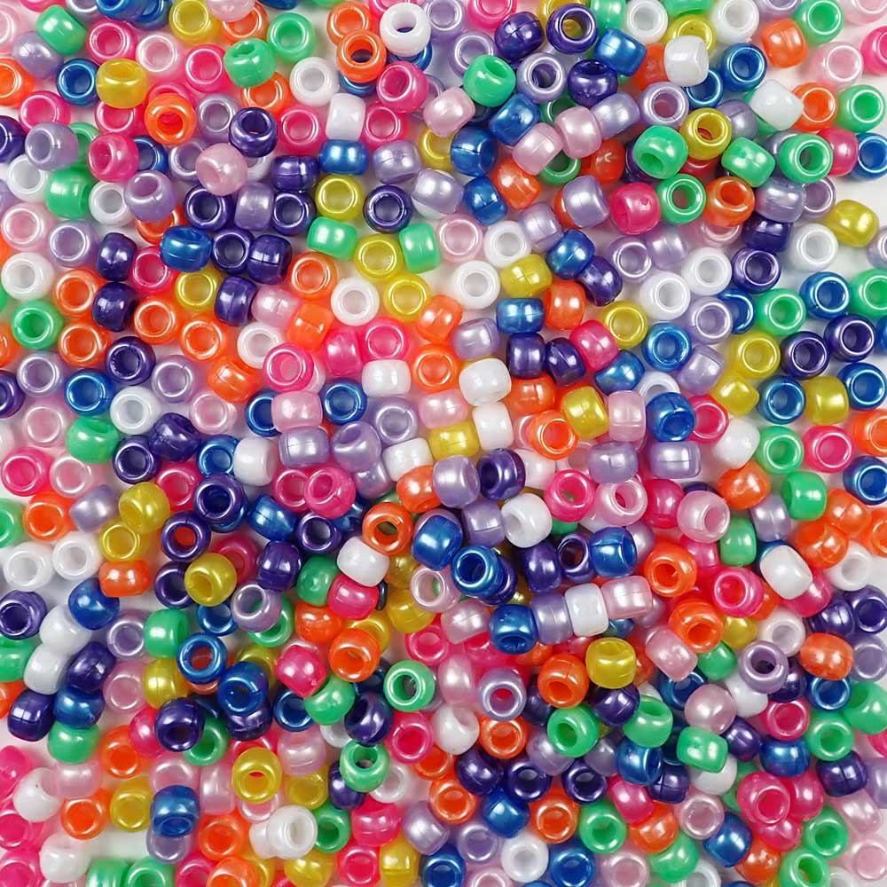 Pony Beads, 9x6mm, Opaque Matte Neon Mix Colors (650 Pieces)