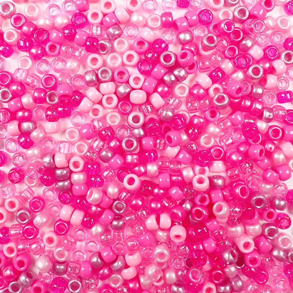Berry Medley Pink & Purple Pony Beads, Made in The USA, 6 x 9mm, Plastic  Craft Beads for Arts Crafts Hair braiding Jewelry Decorations Accessories
