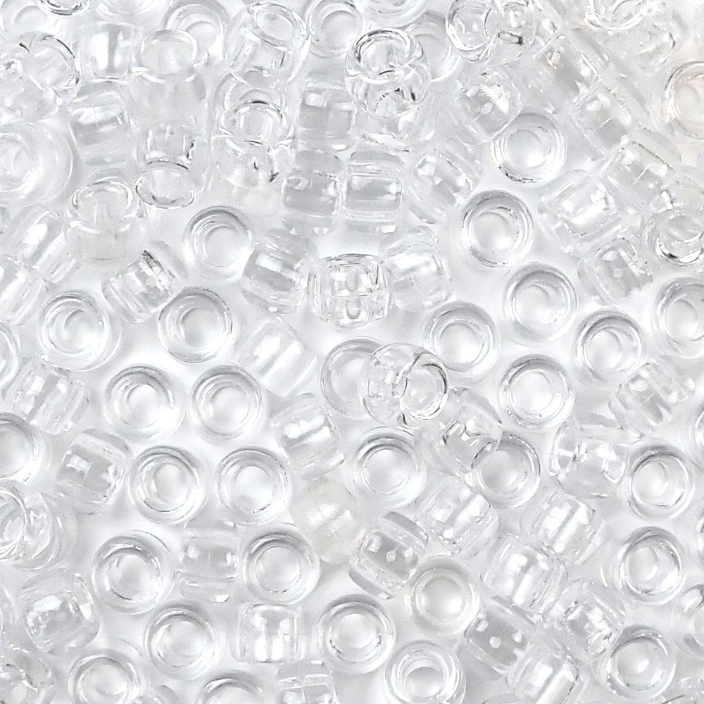 Clear Plastic Craft Pony Beads 6x9mm Bulk Pack - Pony Bead Store