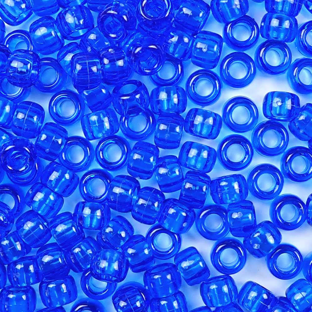 Dark Sapphire Blue Glitter Plastic Pony Beads 6 x 9mm, 500 beads