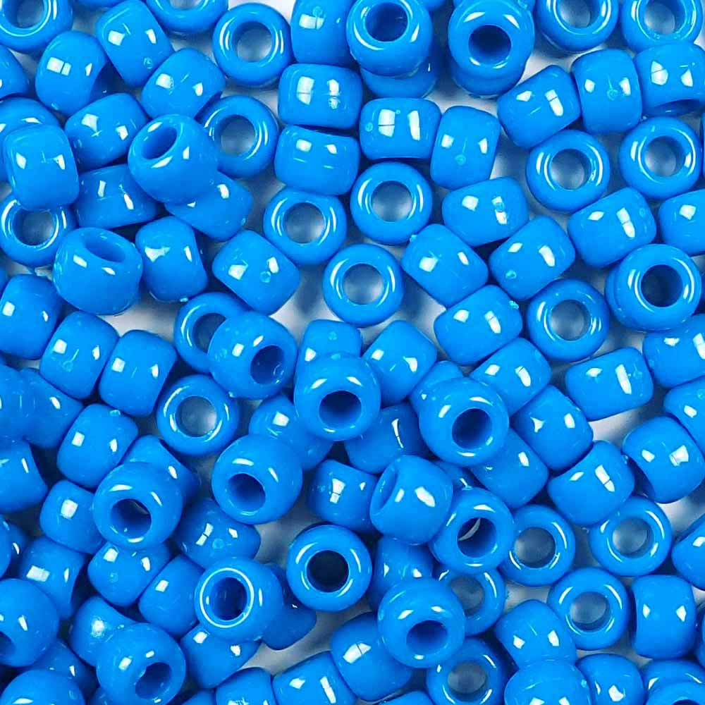 25 9mm Opaque Royal Blue glass pony roller beads, large hole, big