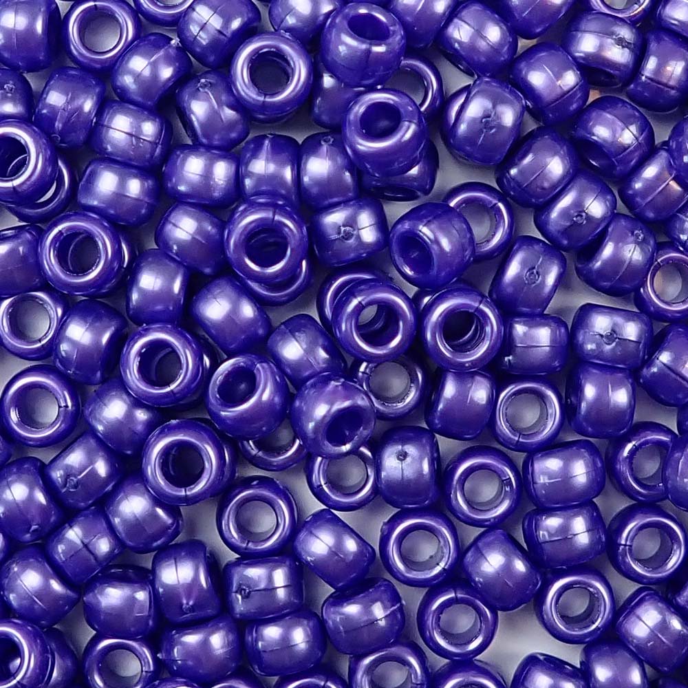 Dark Purple Pearl Plastic Pony Beads 6 x 9mm, 150 beads