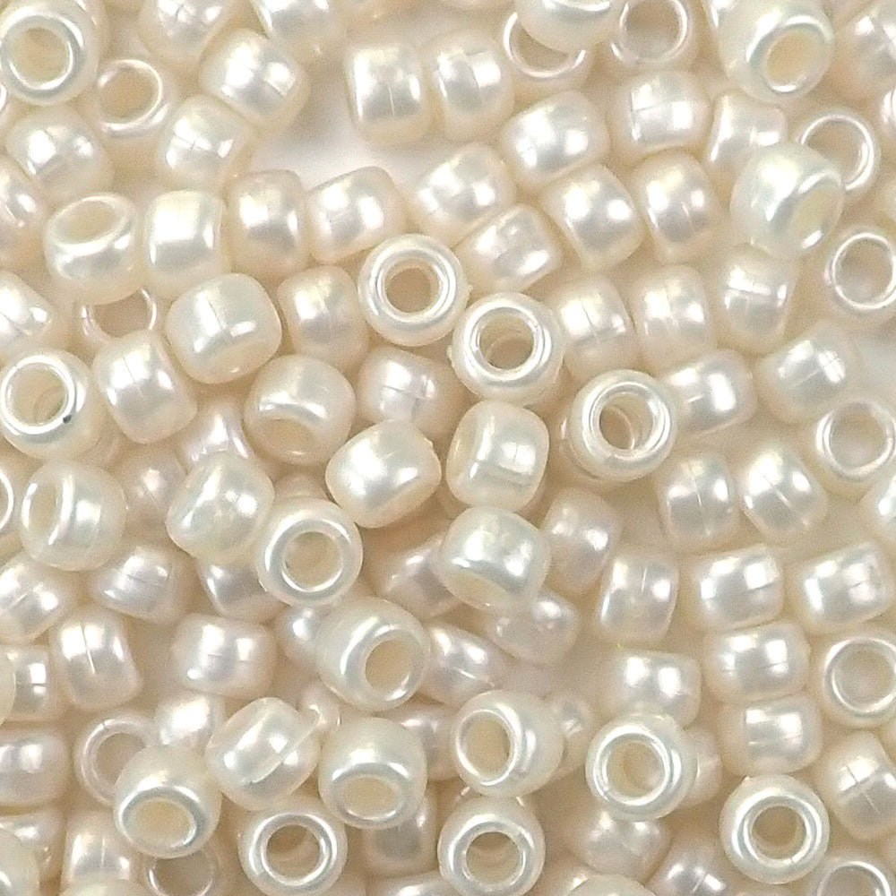 Antique White Pearl Plastic Craft Pony Beads 6x9mm, Made in the USA - Pony  Bead Store