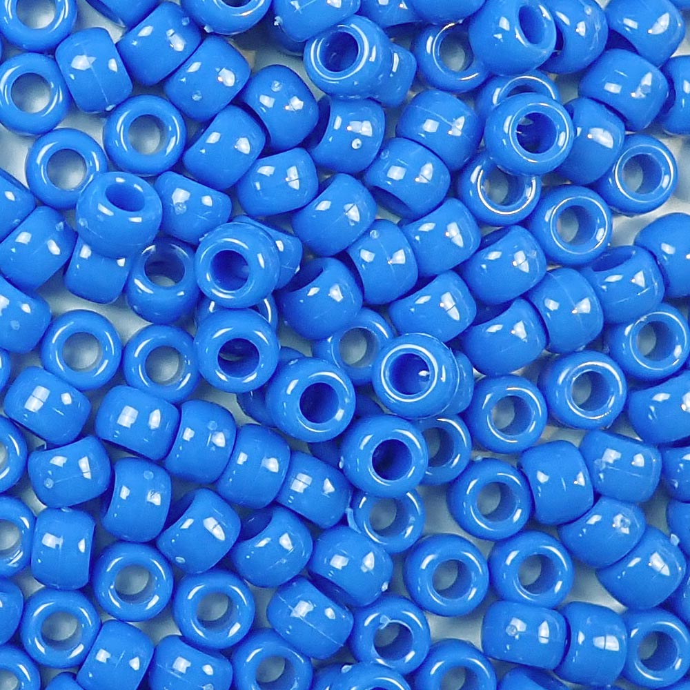 Periwinkle Blue Opaque Plastic Pony Beads 6 x 9mm, 150 beads