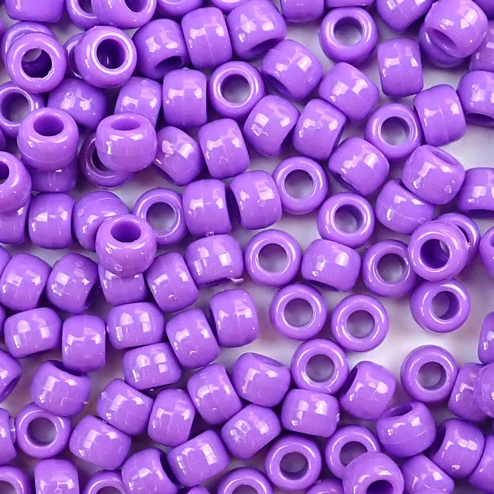 Lilac Purple Opaque Plastic Pony Beads 6 x 9mm, 150 beads
