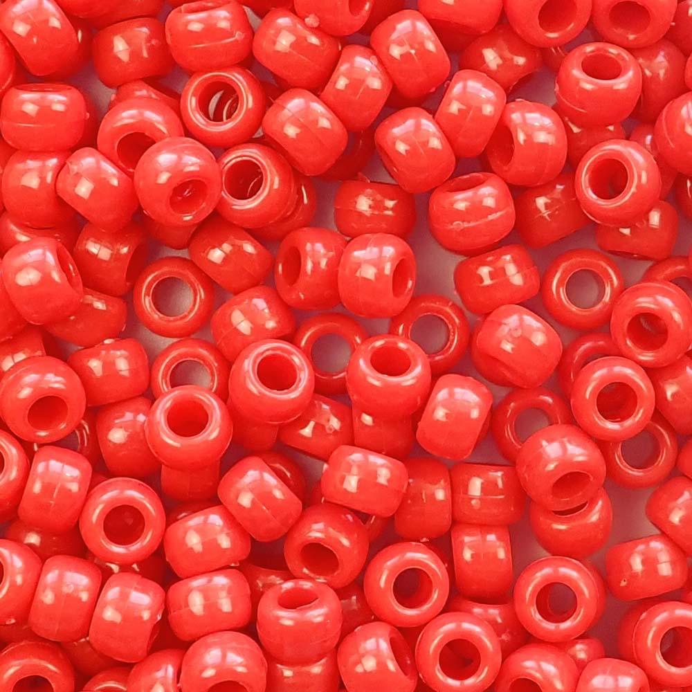 100pcs Red Color 6x9mm Pony Beads Acrylic Loose Beads Diy Craft