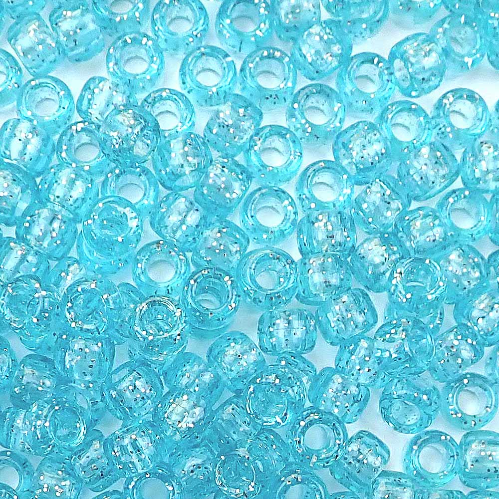 Light Turquoise Plastic Craft Pony Beads 6x9mm, 500 beads Bulk