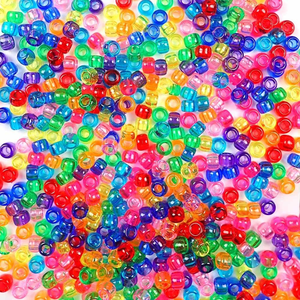 JOLLY STORE Crafts Rainbow of Colors Stripes 11x10mm Pony Hair Fun Beads  50pc