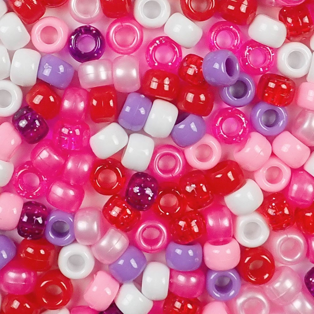 Pony Beads, Pink, 6mm x 8mm, 500 Pieces, Mardel