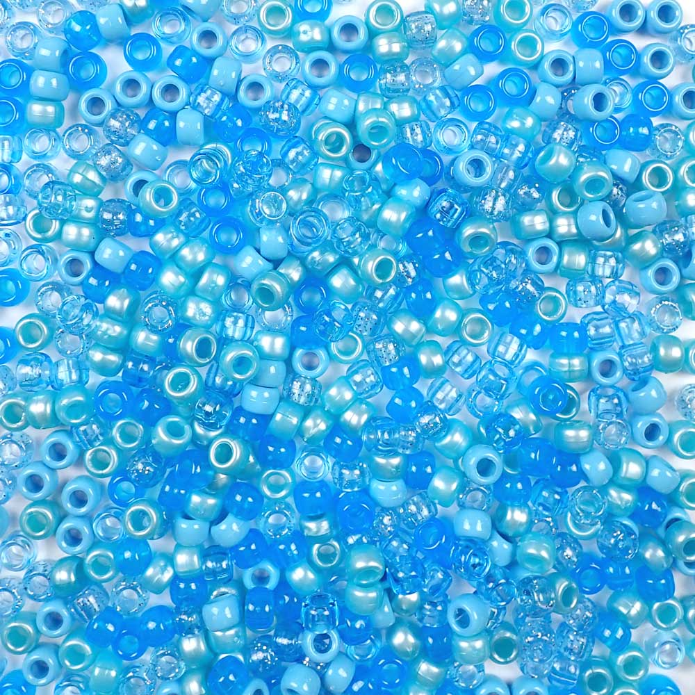 Ice Blue Mix Plastic Craft Pony Beads 6 x 9mm, Bulk, Made in the USA - Pony  Bead Store