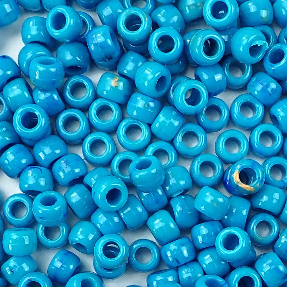 Western Turquoise Plastic Craft Pony Beads 6x9mm Bulk Pack - Pony