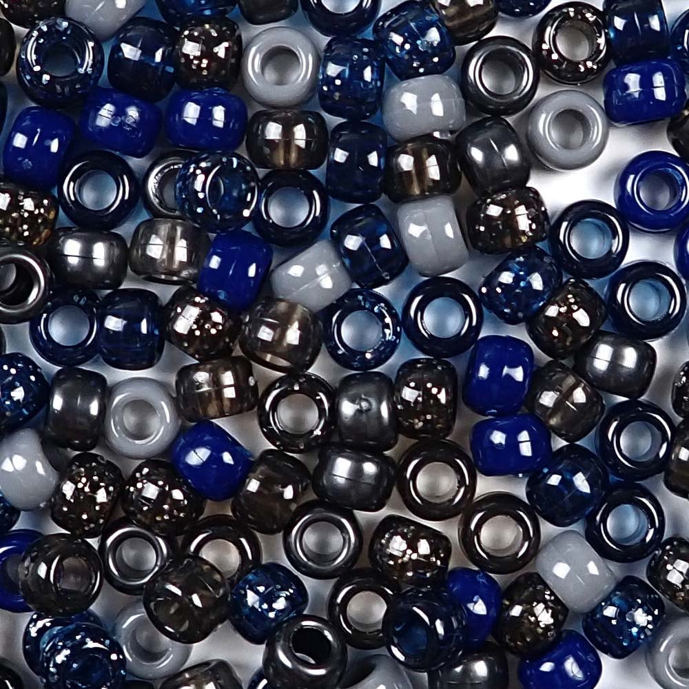 Dark Blue Pearl Plastic Pony Beads 6 x 9mm, 500 beads